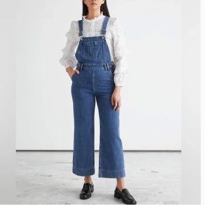 & OTHER STORIES Relaxed Denim Dungarees, Sz 12, Tailored for 5”3’